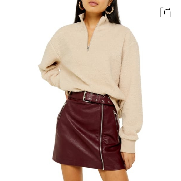 Topshop Tops - Half Zip Funnel Neck Sweatshirt